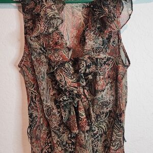 Ralph Lauren Multicolor Paisley Ruffle Blouse